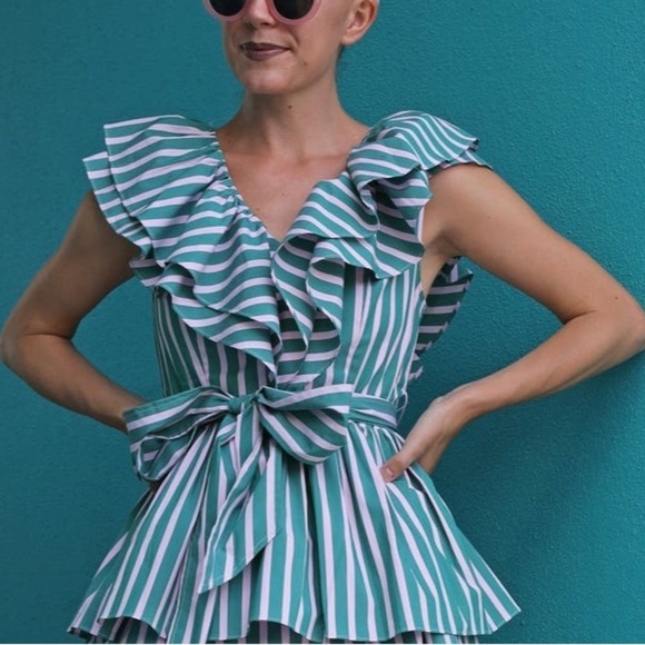 Halogen Tops - Nwt Halogen ®
x Atlantic-Pacific Ruffle
Stripe Tie Top